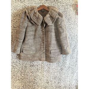 Ann Taylor Women's Tweed Jacket Size 12 Brown Geometric Pattern